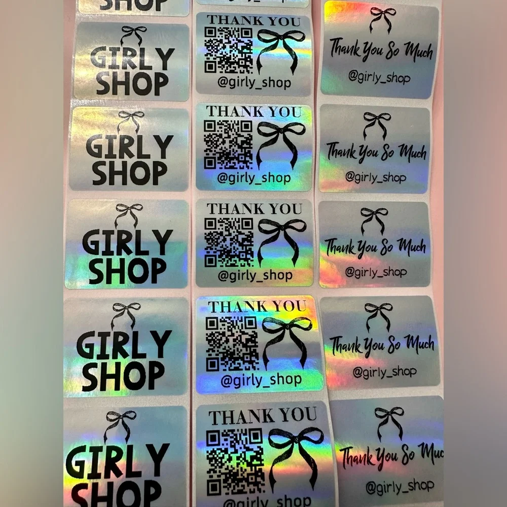 50 ct. Custom Mini Rectangle Silver Holographic Stickers
